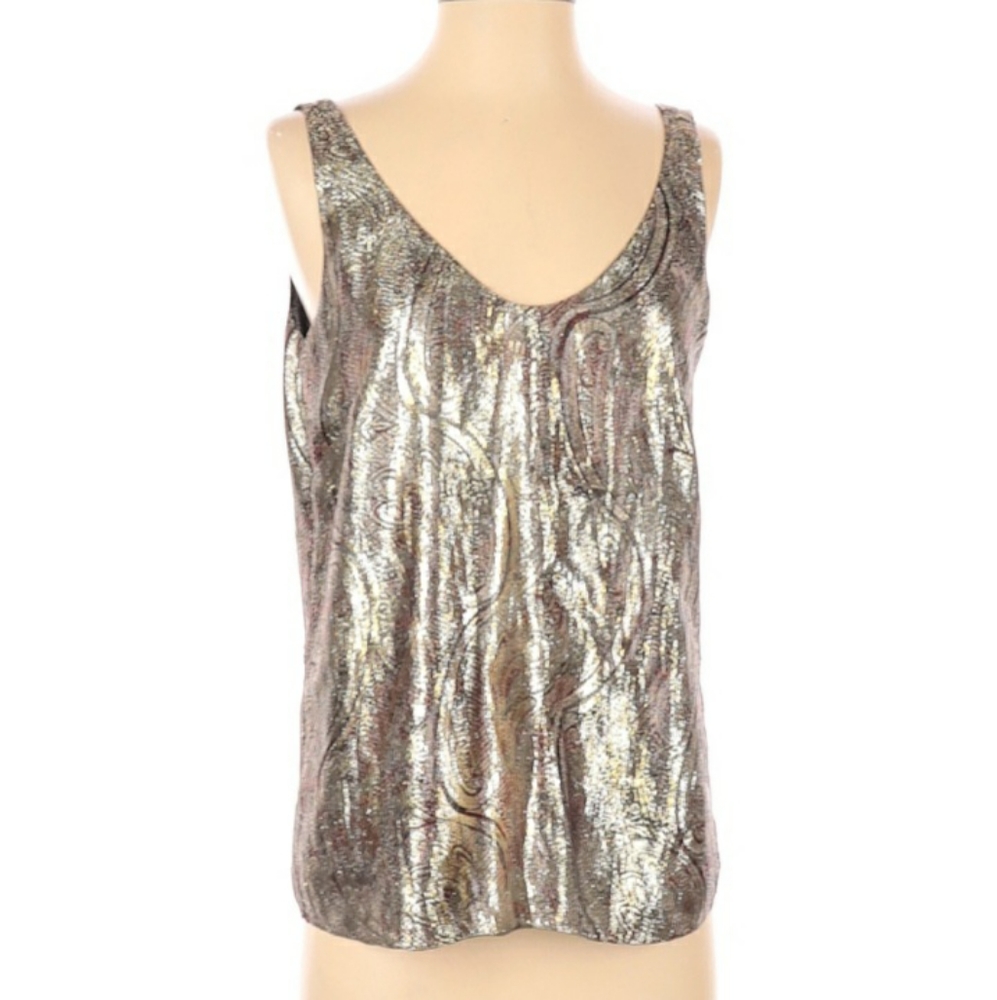 J. Crew Gold Glitter Accents Sleeveless Blouse